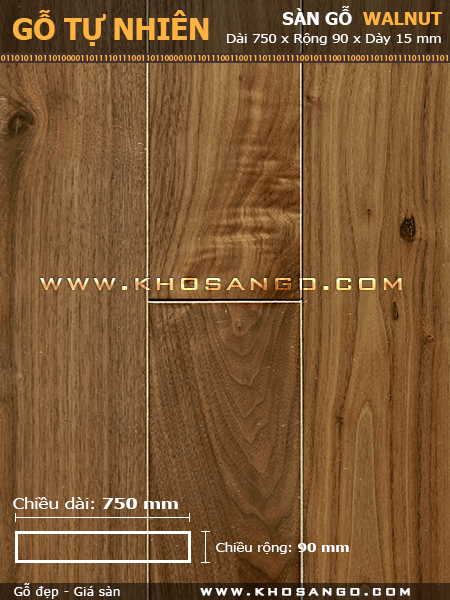 Sàn gỗ Walnut 750mm